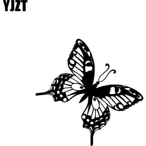 YJZT 15.7CM*15.6CM Delicate Butterfly Original Nifty Vinyl Decal Nice Car Sticker Black/Silver C19-0868