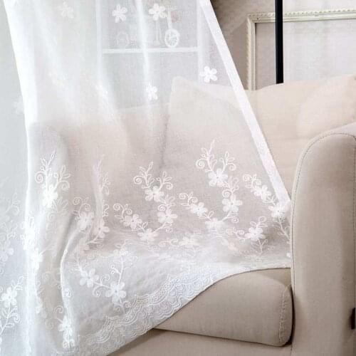 High-end Embroidery curtains for living dining room bedroom Rural Bedroom Curtain Cotton Linen Custom Curtain