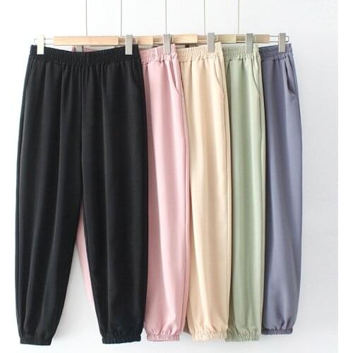 Plus Size XL-4XL Womens Chiffon Pants Elastic Waist Solid Simple Elegant Ankle Pants