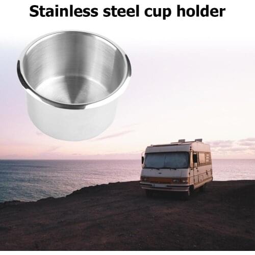 ALLOYSEED 1pc Drink Holder Durable Cup Universal Stainless Steel Cup Drinking Holder for Marine Boat Yacht RV Camper Truck