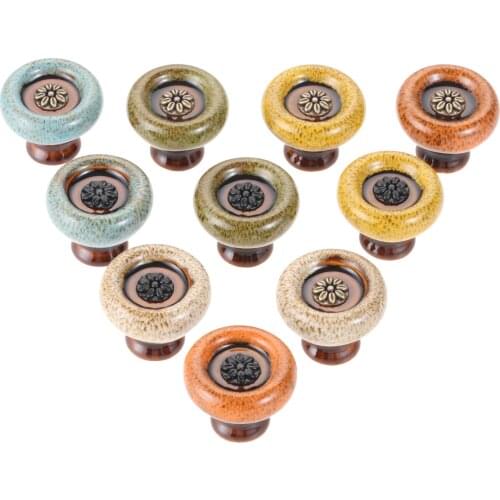 1 PC 38mm Closet Door Pull Retro Ceramic Drawer Knobs Single Hole Furniture Handles Cabinet Handles with Screws Home Decor