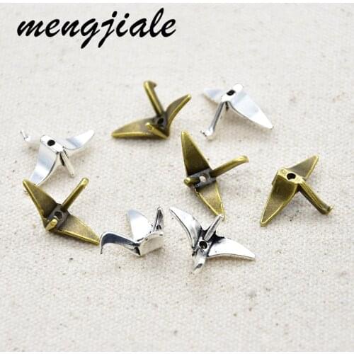 18pcs Wholesale Metal Alloy Origami Crane Charms Pendants For Jewelry Making Necklace DIY Supplies