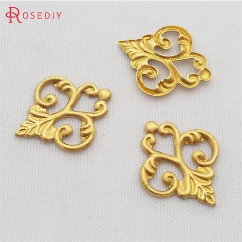 29455)50PCS 15x13MM Not plated color Brass Decorative Connect Charms Diy Jewelry Findings Accessories Wholesale