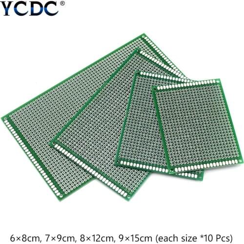 40Pcs/lot 6x8 7x9 8x12 9x15cm Double Side Prototype PCB Universal Board Copper Experimental Plate Circuirt Hole Bread Board