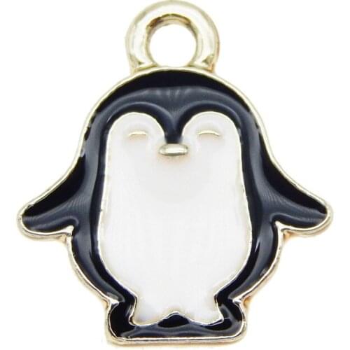 5pcs cartoon penguin charms Cute Enamel Animals Keychain Earrings charm for jewelry making and crafting charm fashion pendant