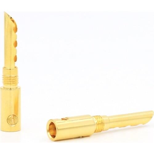 8pcs 24K Gold Plated brass BFA 4mm Banana Plug, Male audio Speaker cable Connector jack