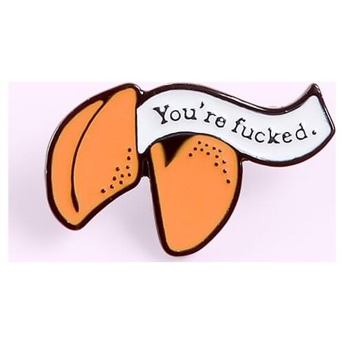 Fashion Punk Brittle Fortune Cookie Constituent String Snacks Pins Food Eating Small Accessories Brooches For Women Men Gift