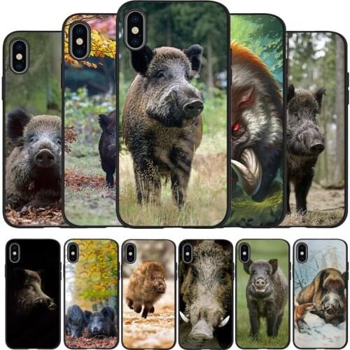 Wild boar Silicone Phone Case For iPhone 11Pro Max 11 XR XS Max X 8 7 6 6S Plus 5 5S SE 2020 Cover