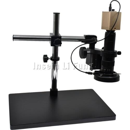 HD 1080P HDMI VGA USB Digital Video Microscope Camera+10X-300X Zoom C-mount Lens+LED Light Source+Rotating Large Bracket
