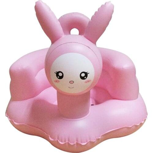 Baby Inflatable Sofa Seat Pink Rabbit Baby Seat Baby Learning Dining Chair Portable Multifunctional Bath Stool Outdoor Traveling
