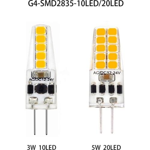 G4 Led Bulb 3W10LED/5W20LED ACDC12-24V SMD2835 high brightness Energy Saving Corn lamp 360degrees Replace halogen Chandelier