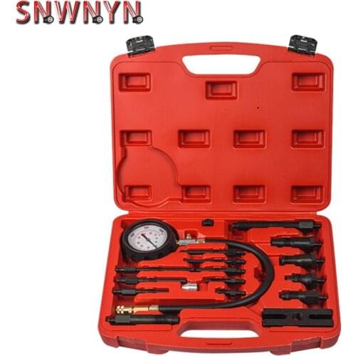 17pc Diesel Engine Compression Cylinder Pressure Tester Gauge Kit Set