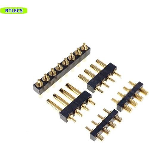 10pcs Female Pogo Pin Header 4 Pin 2.54 mm Pitch 4 Position 2.5 mm Height PCB Vertical Gold 1u Contact Pad Through Hole
