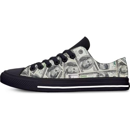Gothic Dollar Dollars Money Anime Cartoon Funny Casual Cloth Shoes Low Top Lightweight Breathable 3D Print Men Women Sneakers