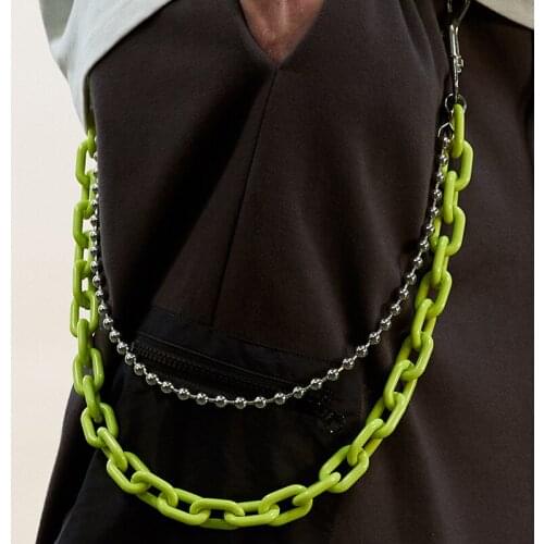 Fashion Punk Hip-hop Trendy Belt Waist Chain Multilayer Male Pants Chain Jeans Punk Silver Metal Big Ring Pants Chains YE67