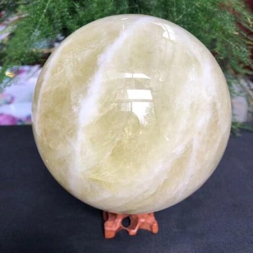 1000-1200G Natural Crystal Ball Lemon Yellow Reiki Healing Mineral Stone Home Decor