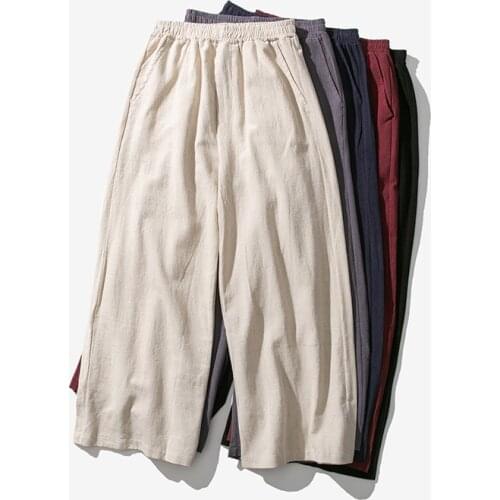 New linen slacks for summer Loose, thin slacks Large size mens trousers