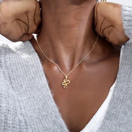 Stainless Steel Snake Necklace For Women Animal Dangle Pendant Necklace Punk Style Fashion Female Animal Jewelry Gift