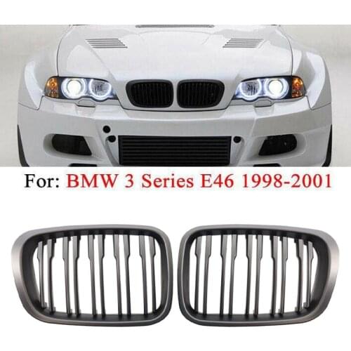 Front Kidney Double Line Grille Sport Grill Replacement For-BMW E46 3-Series 1998-2001 51138208489 51138208490