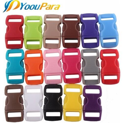 Plastic Buckle 50Ps 3/8" Mix Color Contoured Side Release Curved Clasp Buckles for Straps Webbing Survival Paracord Bracelets