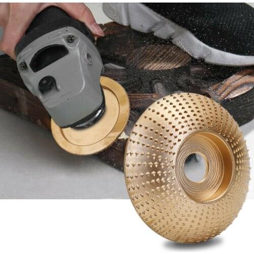 Durable 1PC 85mm Wood Carving Disc Gold Round Wood Sanding Polishing Disc Tungsten Carbide Abrasive Disc Tools For Angle Grinder