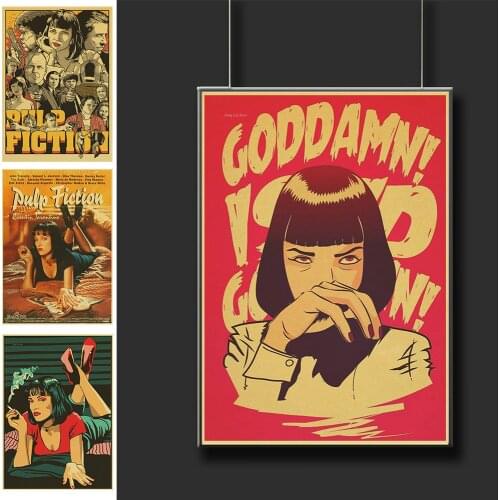 Vintage Classic Movie Pulp Fiction Retro Poster Kraft Paper Prints and Posters Cafe Home Decor Bedroom Art Painting Wall Sticker