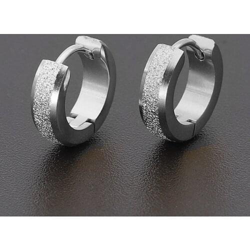 Rinhoo 1 Pair Cool Punk Mens Stainless Steel Hoop Piercing Round Earrings Woman Men Ear Studs Party Birthday Jewelry Gifts