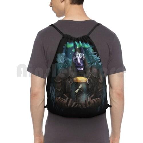 Inigo And Mr Dragonfly Backpack Drawstring Bag Riding Climbing Gym Bag Inigo Mr Dragonfly Aurora Smartbluecat Smart Blue Cat