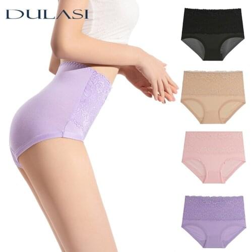 Sexy Panties For Women Lace High Rise Underwear Breathable Soft Lingerie New Stretch Solid Color Briefs Fashion Large Size M-6XL