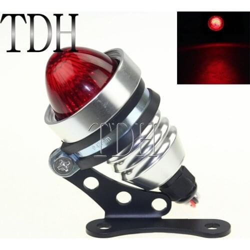 Silver Racing Bike Motorcycle LED Rear Taillight 12V Brake Tail Light For Harley Kawasaki Chopper Sportster Bobber XL 1200 883
