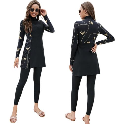 Women Muslim Swimwear Modest Long-Sleeved Sun Protection Swimsuit Lslamic Burkinis Wear Bathing Suit Full Cover Swimwears