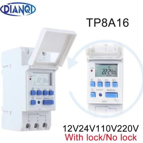 Timer switch din rail digital weekly programmable electronic microcomputer time switch 220V 110V 30A 12V bell ring relay tp8a16