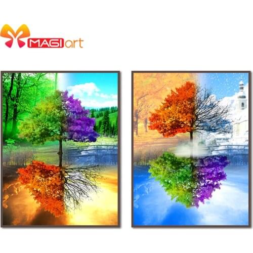 Cross stitch kits Embroidery needlework sets 11CT water soluble canvas patterns 14CT Mordern style Four seasons-NCMF076