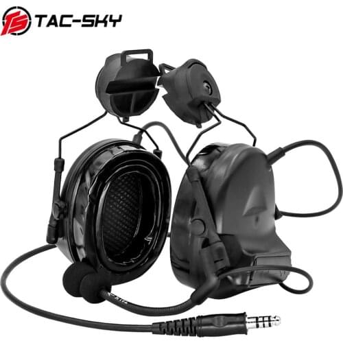 TAC-SKY tactical helmet ARC track bracket headset COMTAC II silicone protective earmuffs hunting noise reduction headset BK