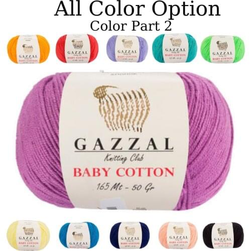 1 Ball Gazzal Baby Cotton Amigurumi Yarn 50 Gram 165 Mt. All Color Option Crochet Tool Kit