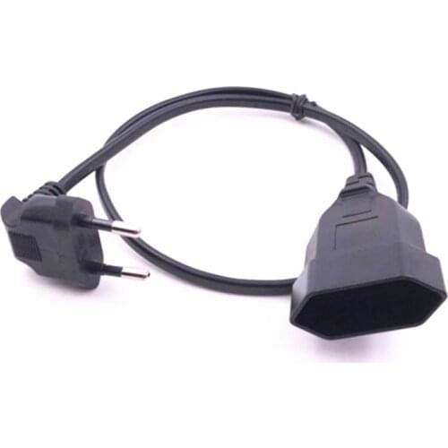 1PCS EU Power Adapter Cord,90 Degree Angled European Round 2Pin Male to Female Plug Power Cable For UPS PDU 0.3M/0.6M