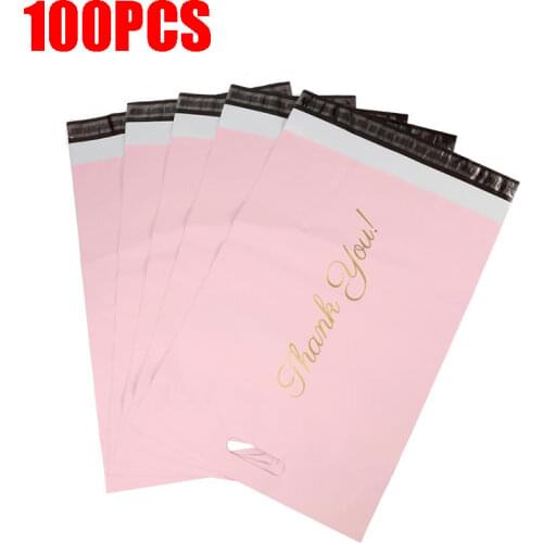 100PC THANK YOU Plastic Gift Bag Self Seal Waterproof Envelopes Handbag Gift Packaging Bag Boxes Courier Mailer Holder Wholesale