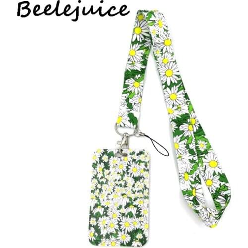 12sets Daisy sunflowers Creative Lanyard Card Holder Student Hanging Neck Phone Lanyard Badge Subway Access Gifts Accessories