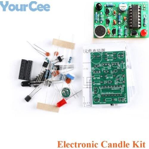 2pcs Analog Electronic Candle Lights Blowing Control Simulation Candle Suite DIY Kit Module Trousse Timer Component Electronic