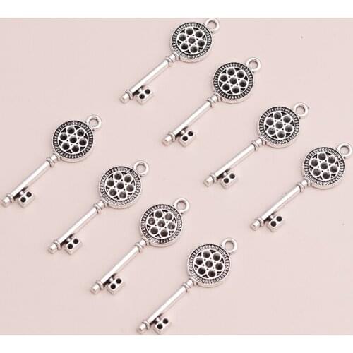 20pcs Bracelets Necklaces Key Charms Pendants Vintage Metal Gold Silver Color Charms for Jewelry Diy Making