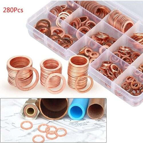 280Pcs Copper Rings Oil Sealing Gasket Washer Sump Plug Oil For Boat Crush Flat Seal Ring Tool Hardware Accessories