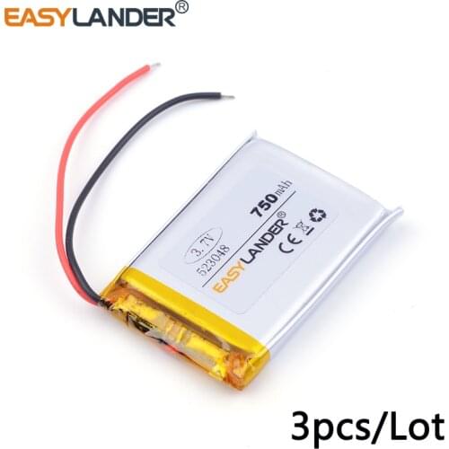 3pcs /Lot 523048 750mah 3.7v lithium Li ion polymer rechargeable battery quality goods of CE FCC ROHS certification authority