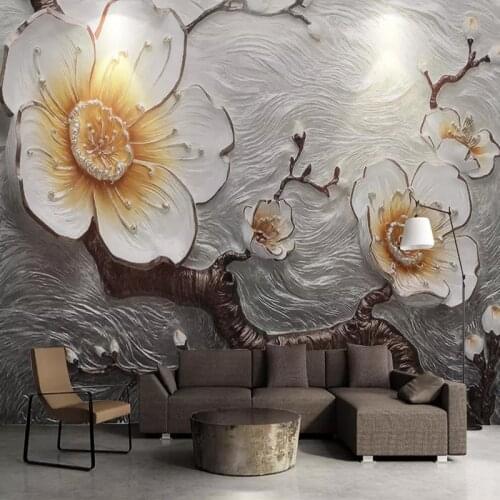3D Wallpaper Stereo Relief Plum Blossom Flowers Photo Wall Murals Living Room Bedroom Background Wall Paper For Walls Home Decor