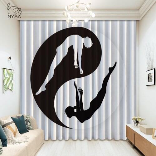 Watercolor Yin Yang Window House Curtains Bedroom Cartoon Beautiful Curtains Living Room Drapery Curtain Children Micro Shading