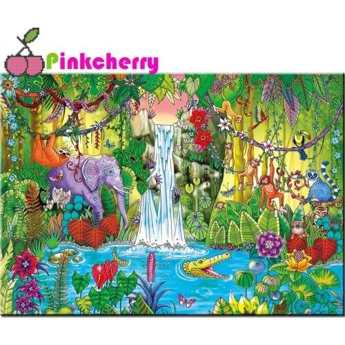 5D Diy Diamond Painting Full Square Diamond Embroidery Four Seasons Landscape Animals Magical Jungle Animals Mosaic Decor k872