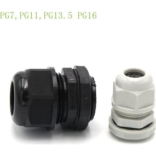 White/ Black Waterproof Nylon Cable Gland Plastic Connector PG16 for Wire Range 5-11mm 10pcs/bag