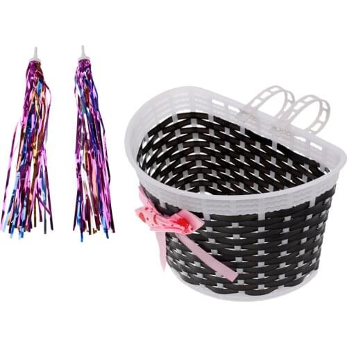 Kids Girls Boys Bicycle Bike Handlebar Grips Streamers Tassel + Front Basket Cycling Accessories