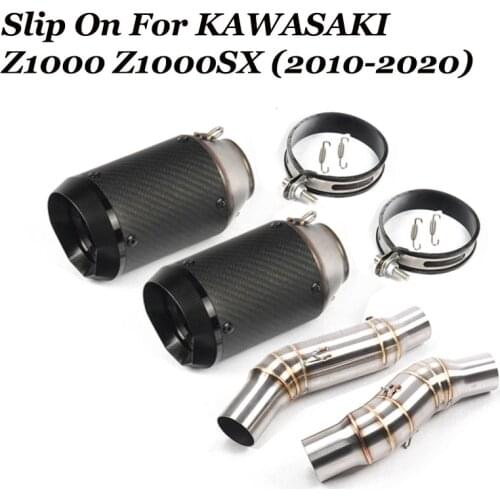 For 2010-2020 Kawasaki Z1000 Motorcycle Exhaust Pipe Slip On Z1000SX Left Right Side Mid Elbow Stainless Steel Tail Escape Tips