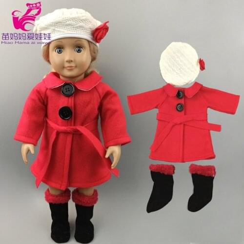 For 43cm doll baby dolls clothes coat with hooded hat fit for 18 inch girl doll jacket sets Baby girl Christmas gift