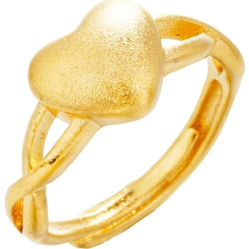 Dubai 24K gold Jewelry heart shape rings for women Opening Rings 24K Gold Ring Jewelry for Men and Women Fashion Accessories